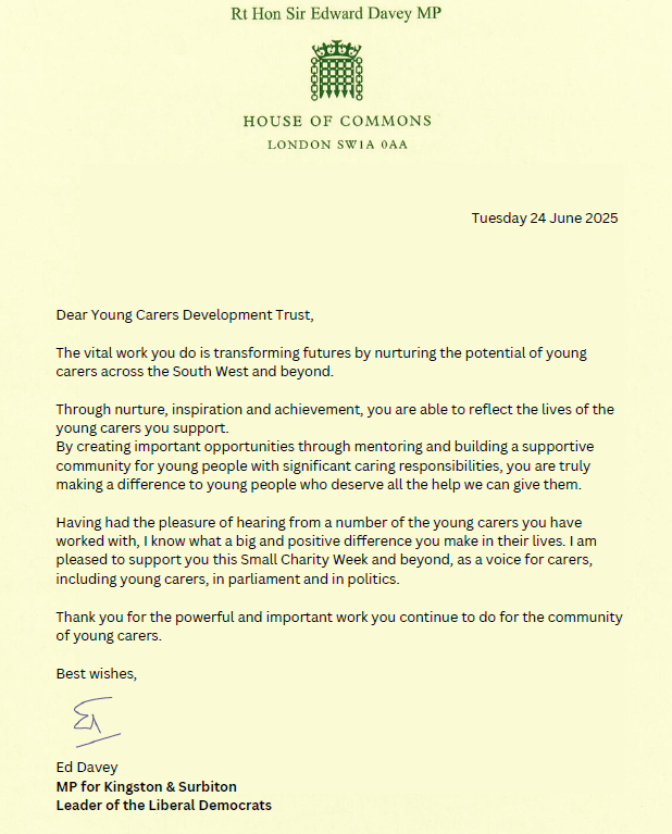 Letter of Support from Sir Ed Davey